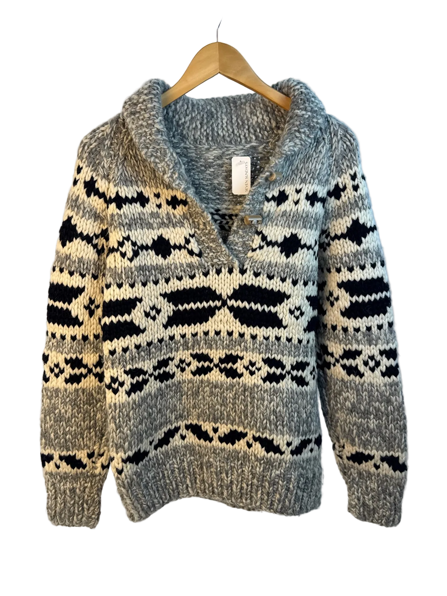 11-224 Grey Patterned Winter Sweater