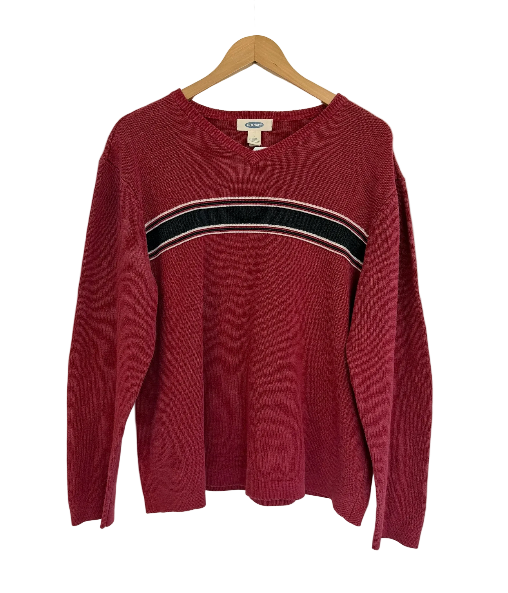 11-134-CH Red V-Neck Knit Sweater