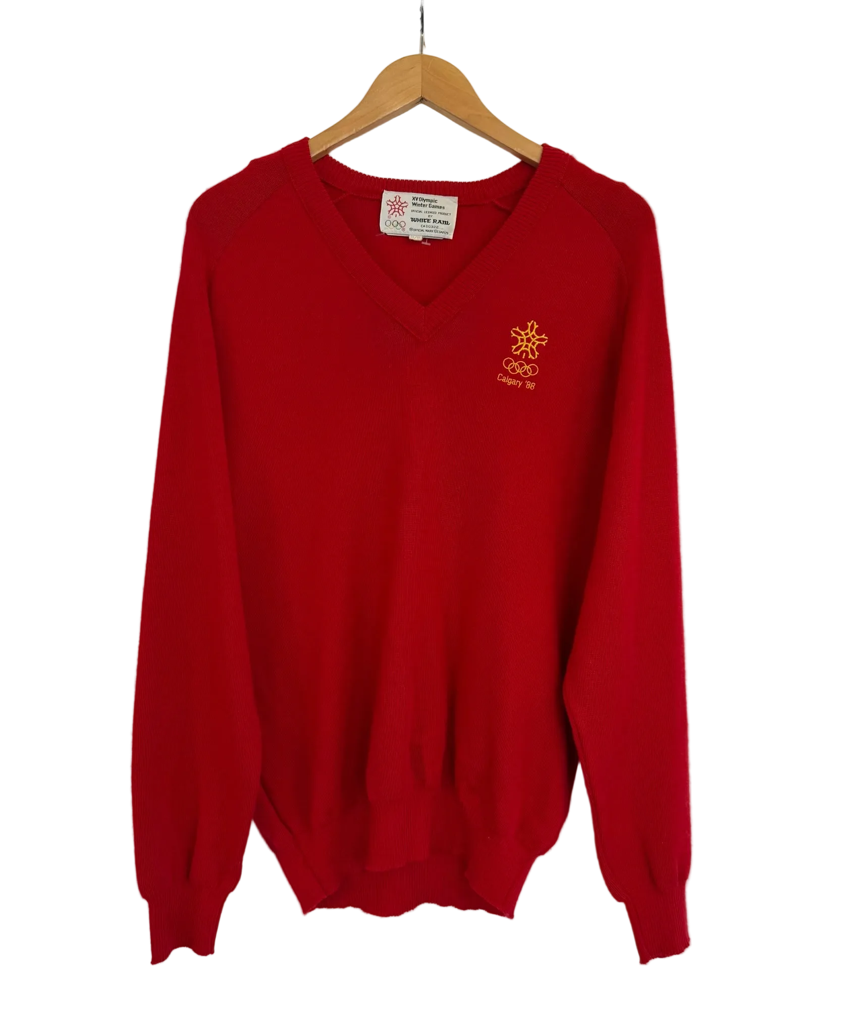 11-133-CH Red V-Neck Knit Sweater