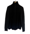 11-10-CH Black Zip Up Knit Sweater