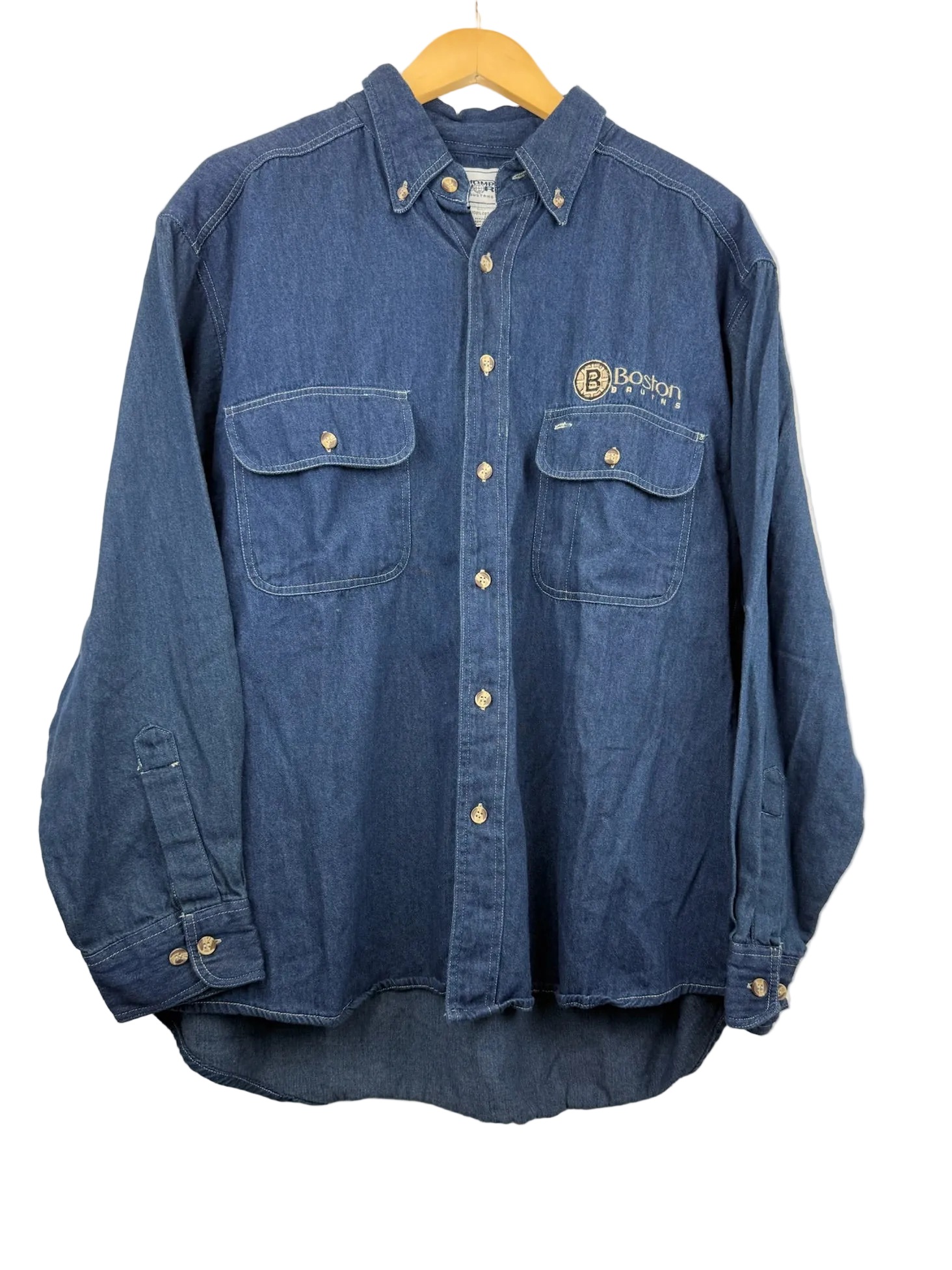 11-612-CH Boston Bruins Dark Blue Denim Button Up