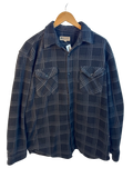 11-19-CH Black Fleece Plaid Print Button Up Jacket