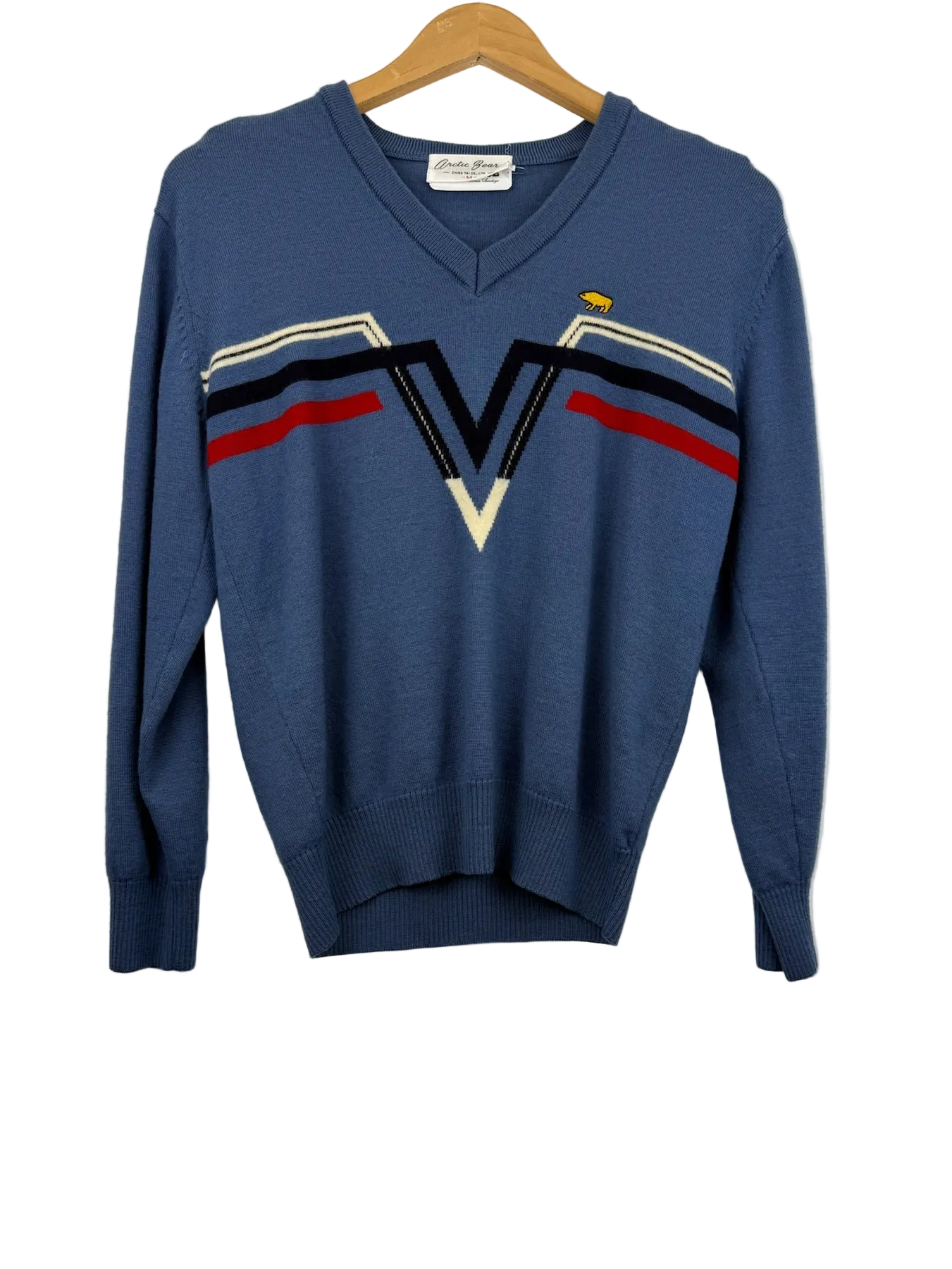 11-106-CH Blue V-Neck Longsleeve Knit Sweater