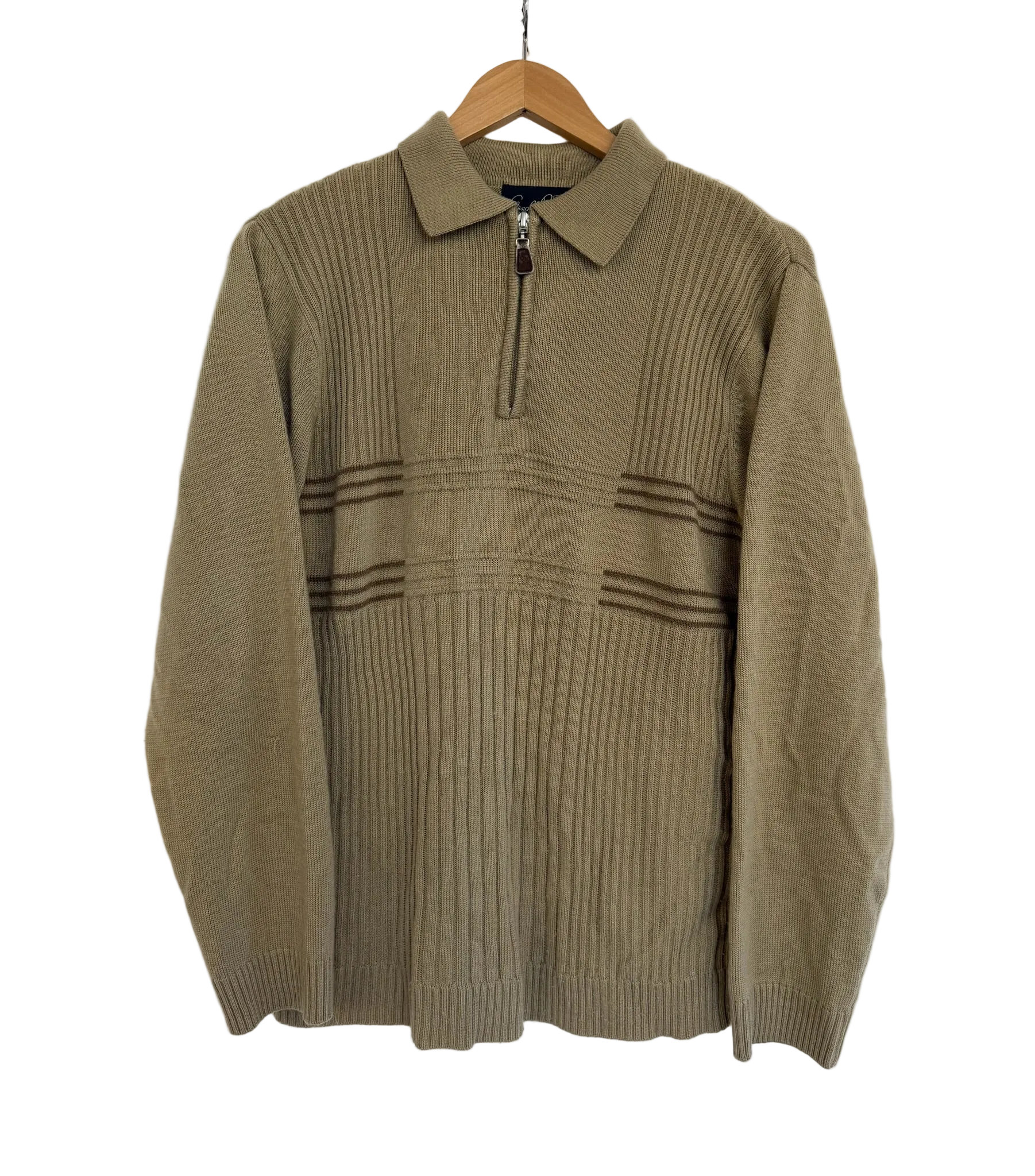 11-119-CH Brown Longsleeve Quarter Zip Sweater