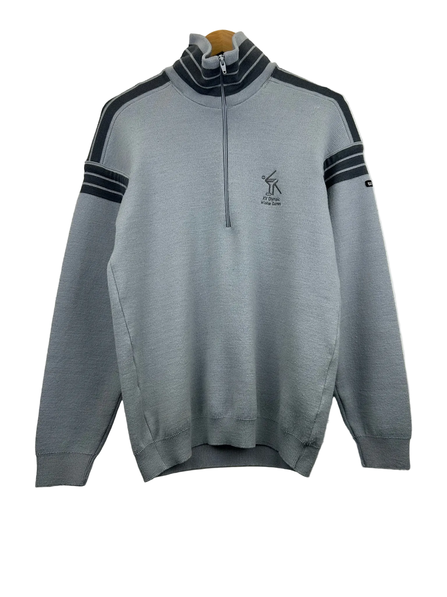 11-92-CH Grey Quarter Zip Knit Sweater