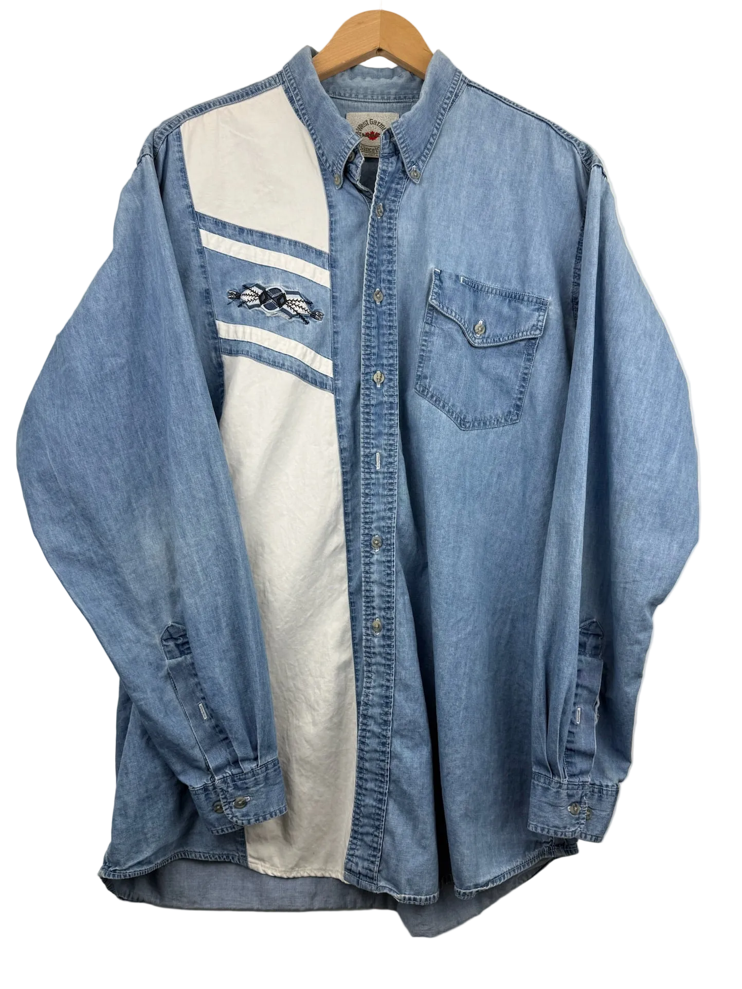 11-95-CH Denim and White Button Up Longsleeve
