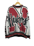 11-740-CH White, Red and Black Huskers Crewneck