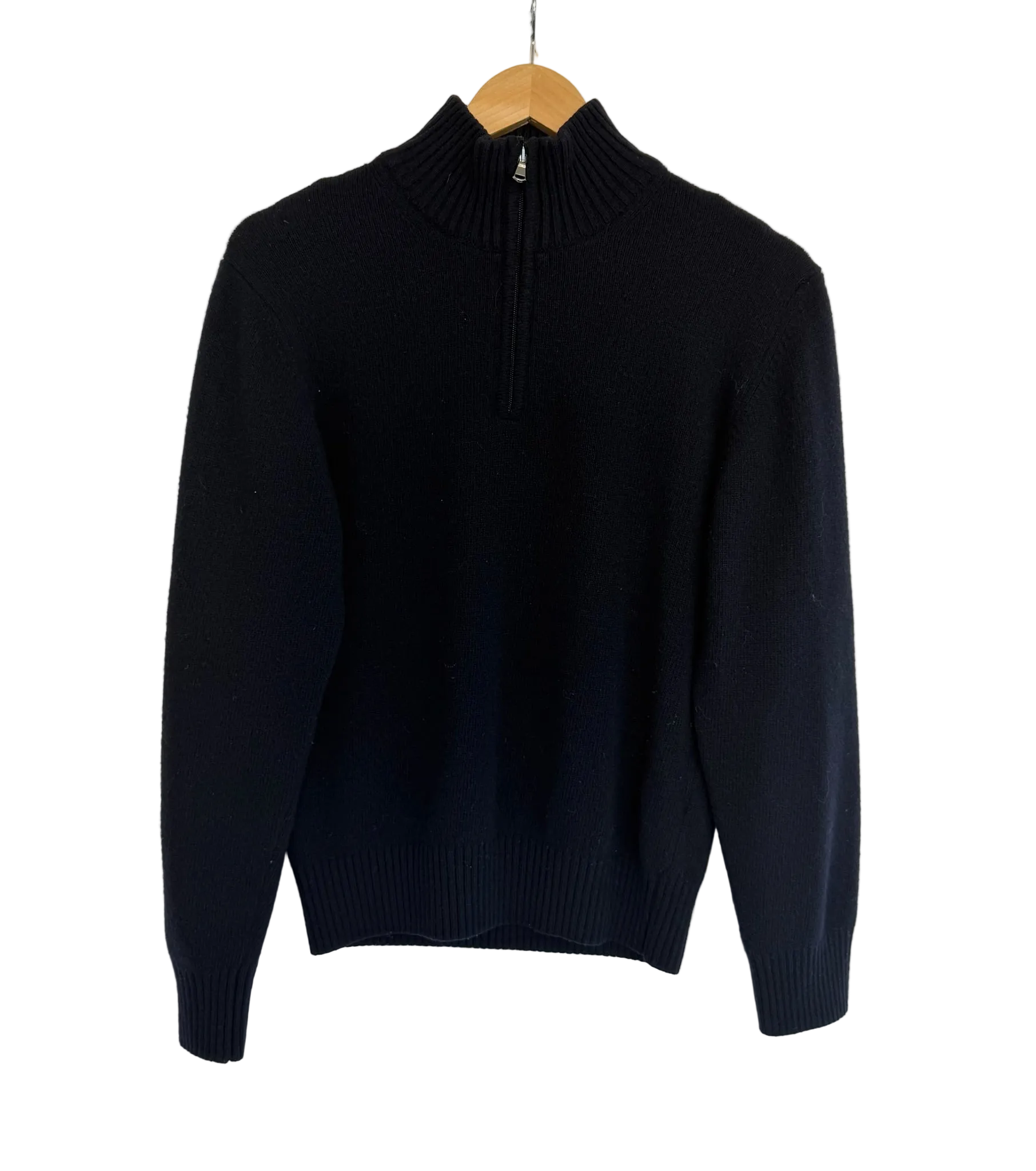 11-86-CH Navy Quarter Zip Knit Sweater
