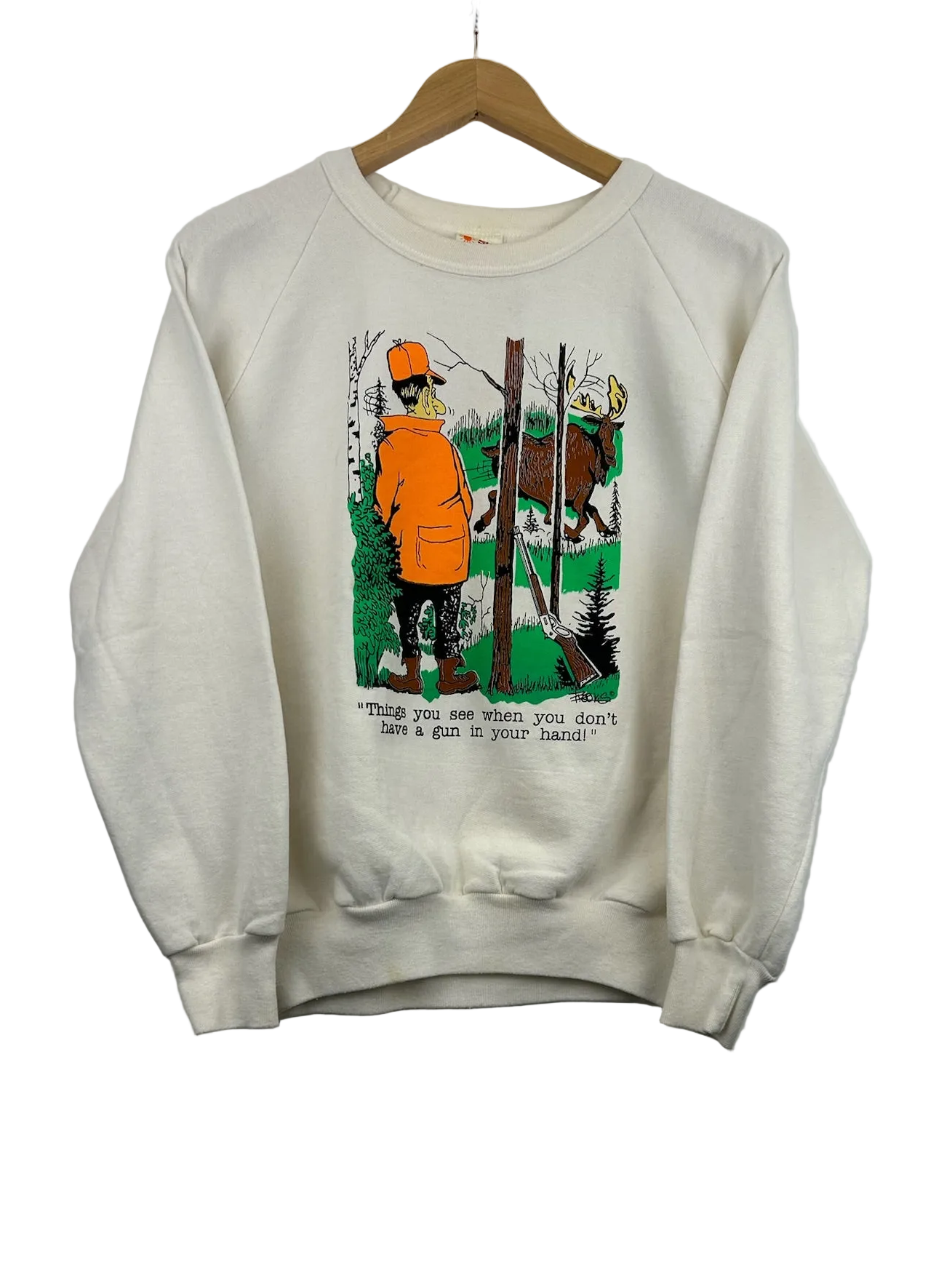 11-537-CH White Hunting Graphic Crewneck
