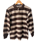 4A-176-CH Brown/White Stripy Quarter Button Shirt