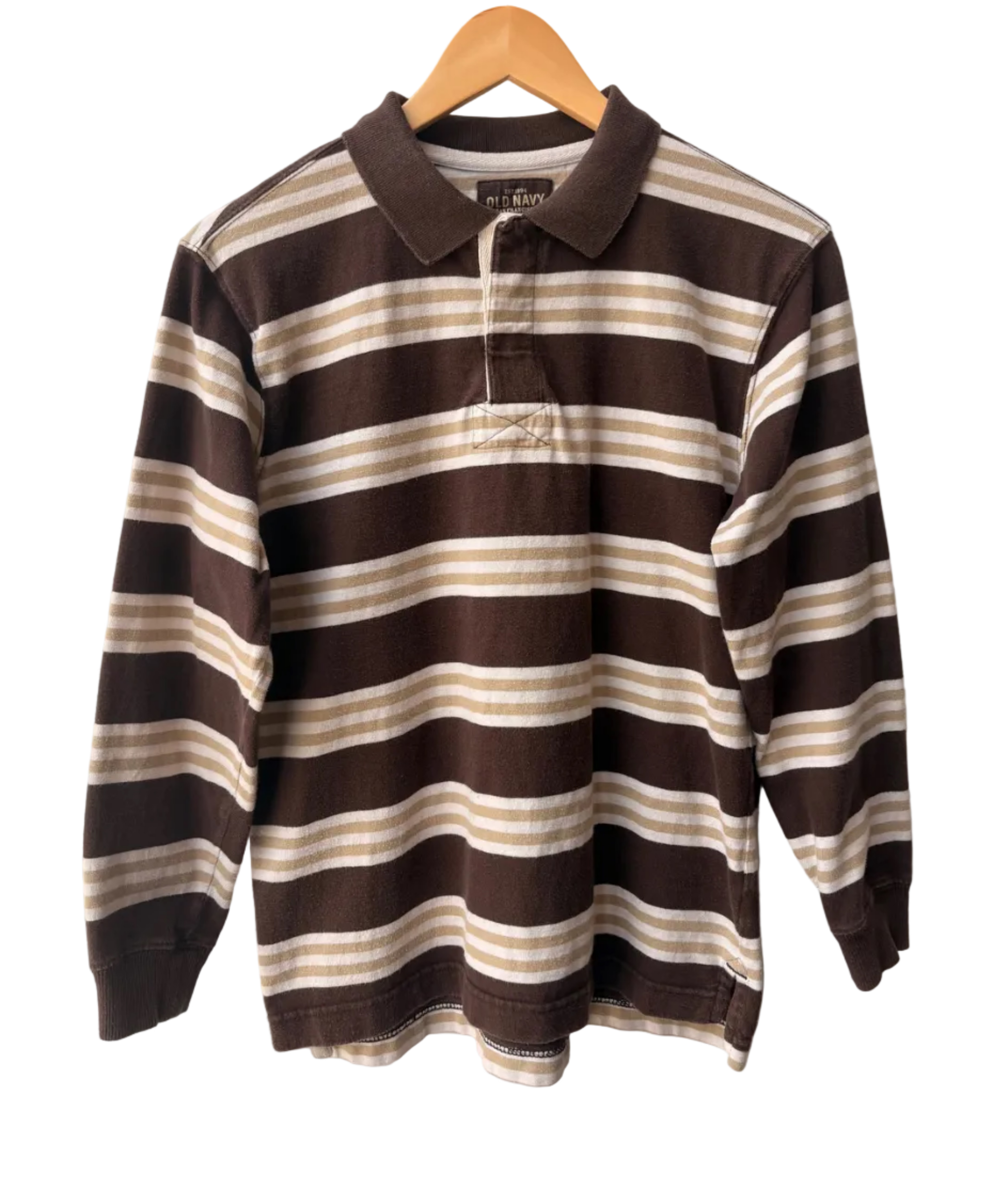 4A-176-CH Brown/White Stripy Quarter Button Shirt