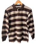 4A-176-CH Brown/White Stripy Quarter Button Shirt