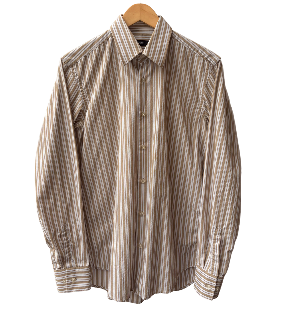 4A-159-CH Brown and White Button Up