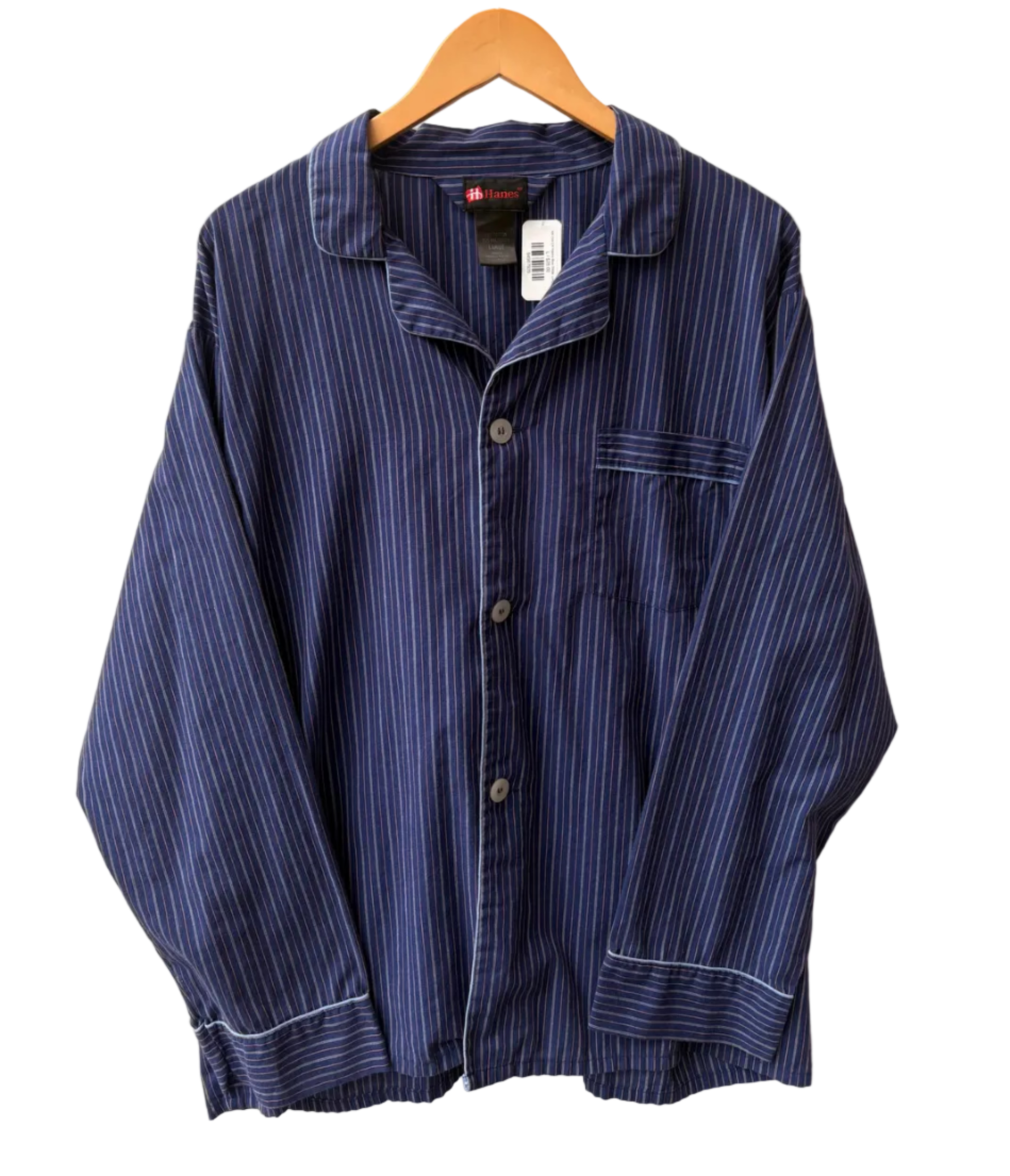 4A-154-CH Hanes Blue Stripe Longsleeve
