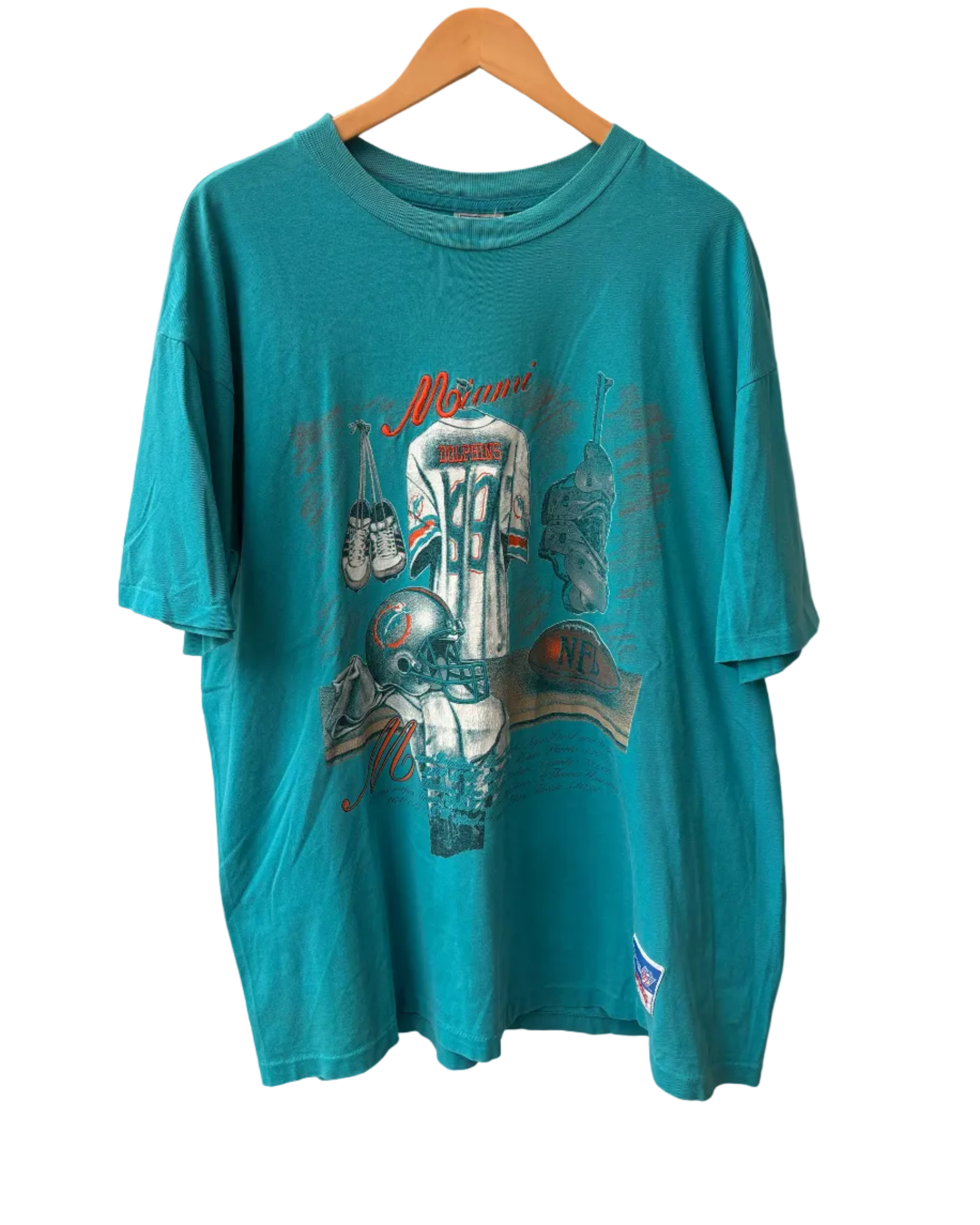 11-606-CH Teal Miami Dolphins Script Tee
