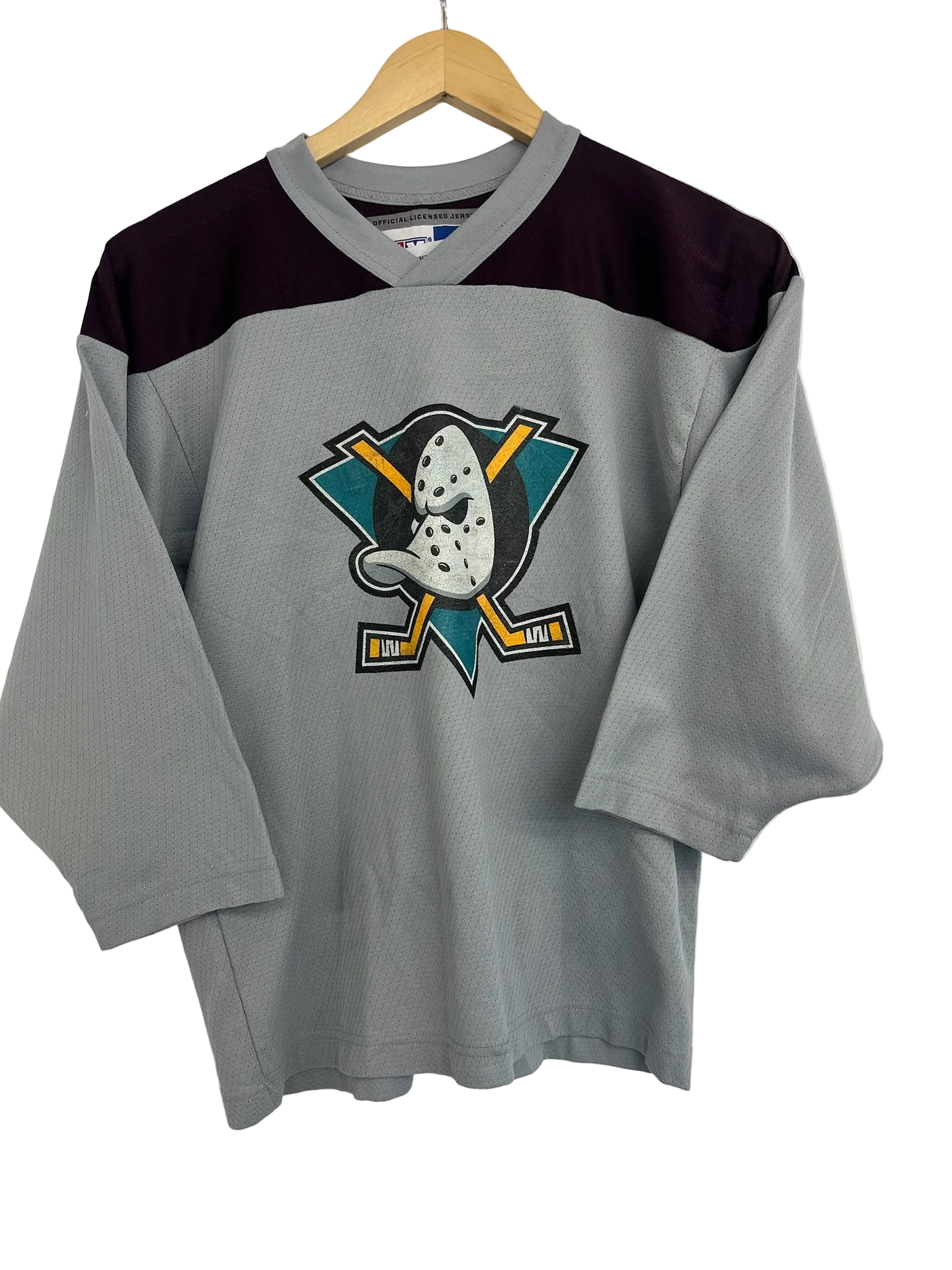 11-563-CH Grey Mighty Ducks Long Sleeve Jersey
