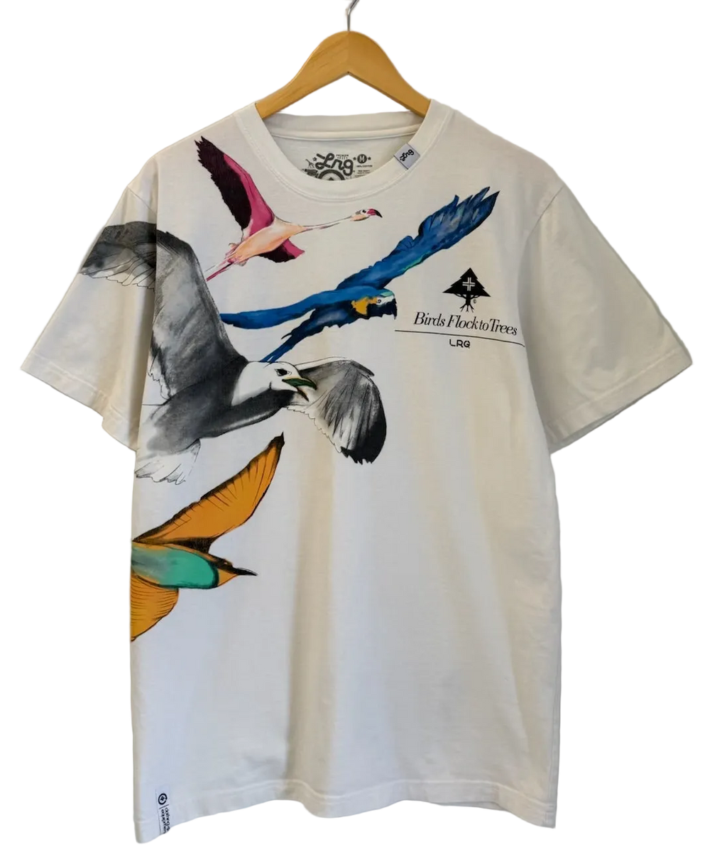 3A-46-CH White Birds Flock Tee