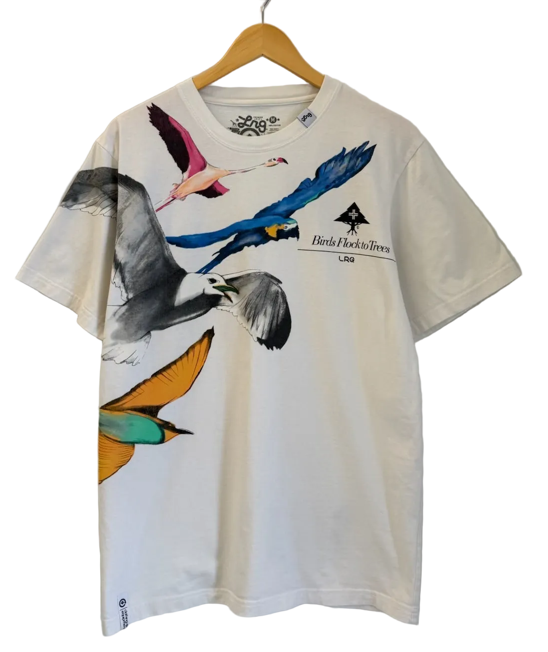 3A-46-CH White Birds Flock Tee