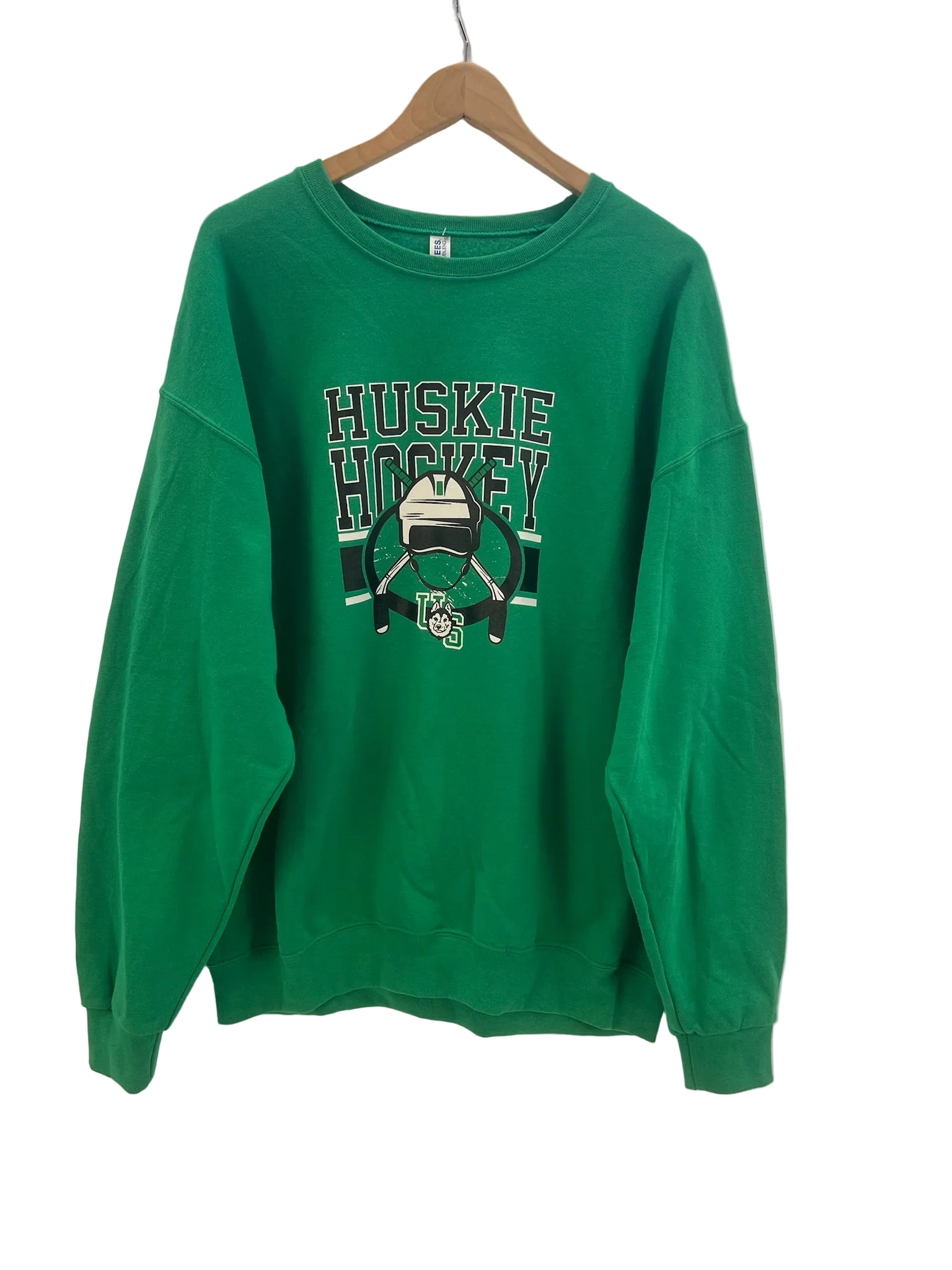 11-831-CH Green U of S Huskies Hockey Graphic Crewneck