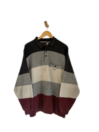 3A-118-CH Grey Striped Button Up Sweater