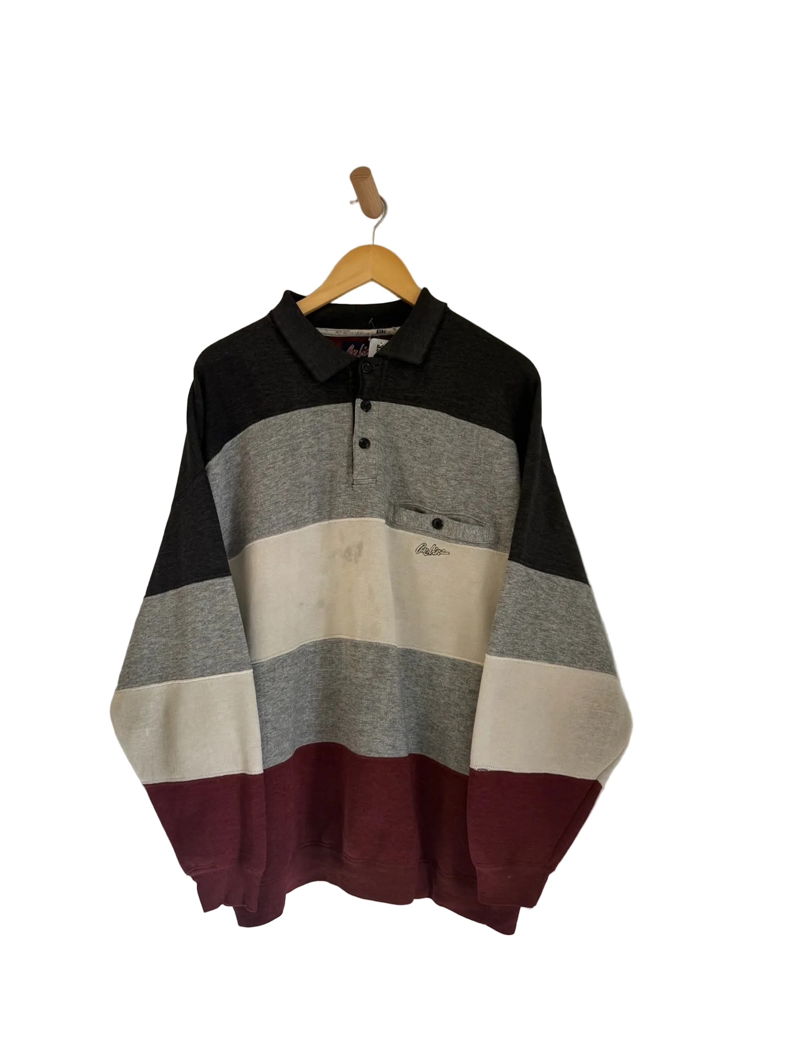 3A-118-CH Grey Striped Button Up Sweater