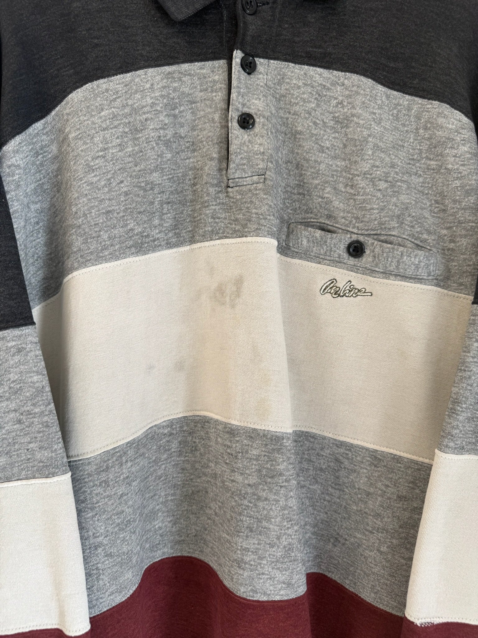 3A-118-CH Grey Striped Button Up Sweater