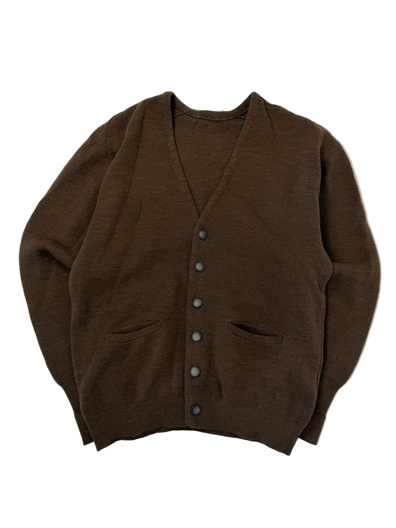 1A-182-CH Brown Wool Button Down Cardigan