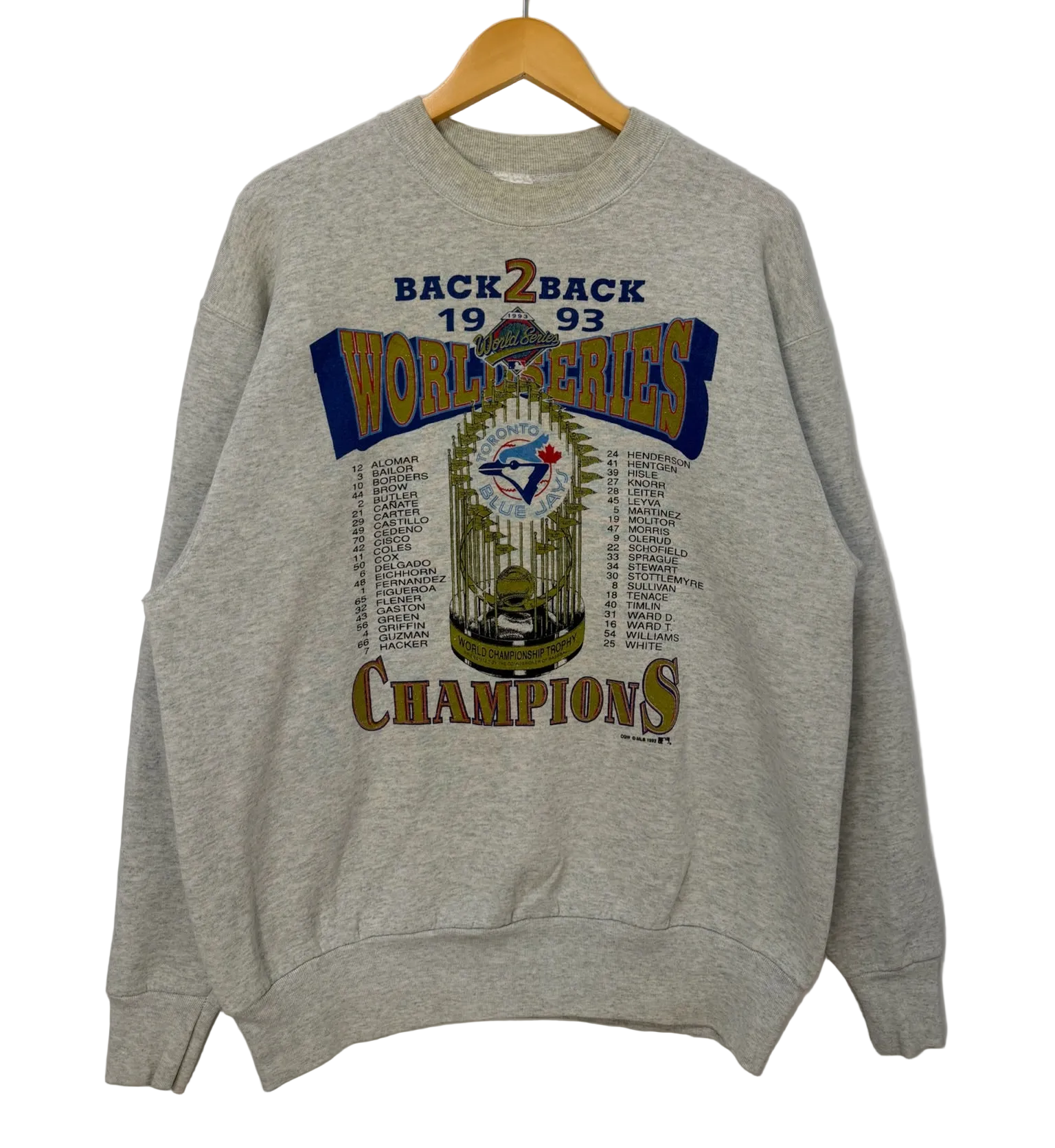 1A-198-CH Blue Jays Back 2 Back Champions Grey Crew