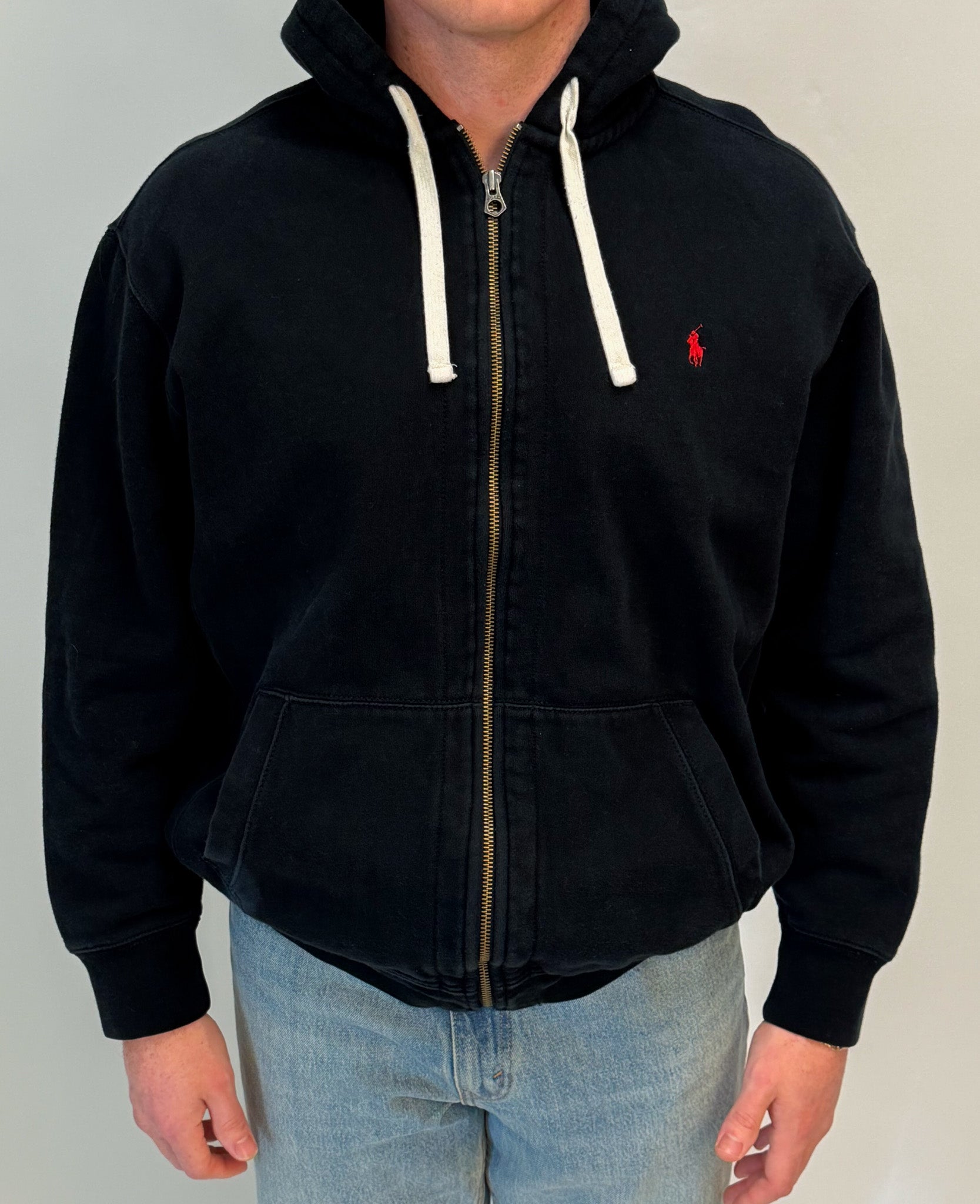 1A-136-CH Navy Polo Zip Up Sweater