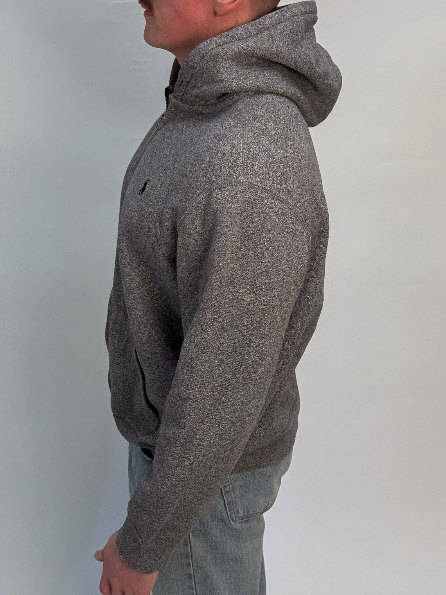 1A-137-CH Grey Polo Zip Up Sweater