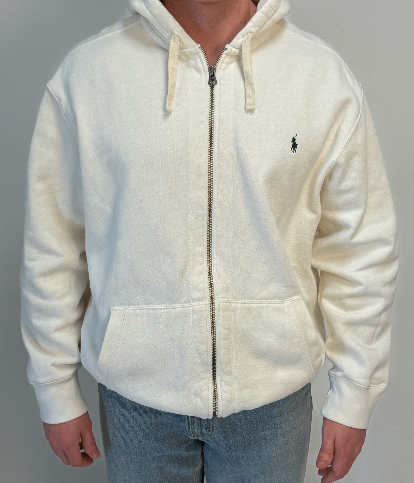 1A-139-CH White Polo Zip Up Sweater