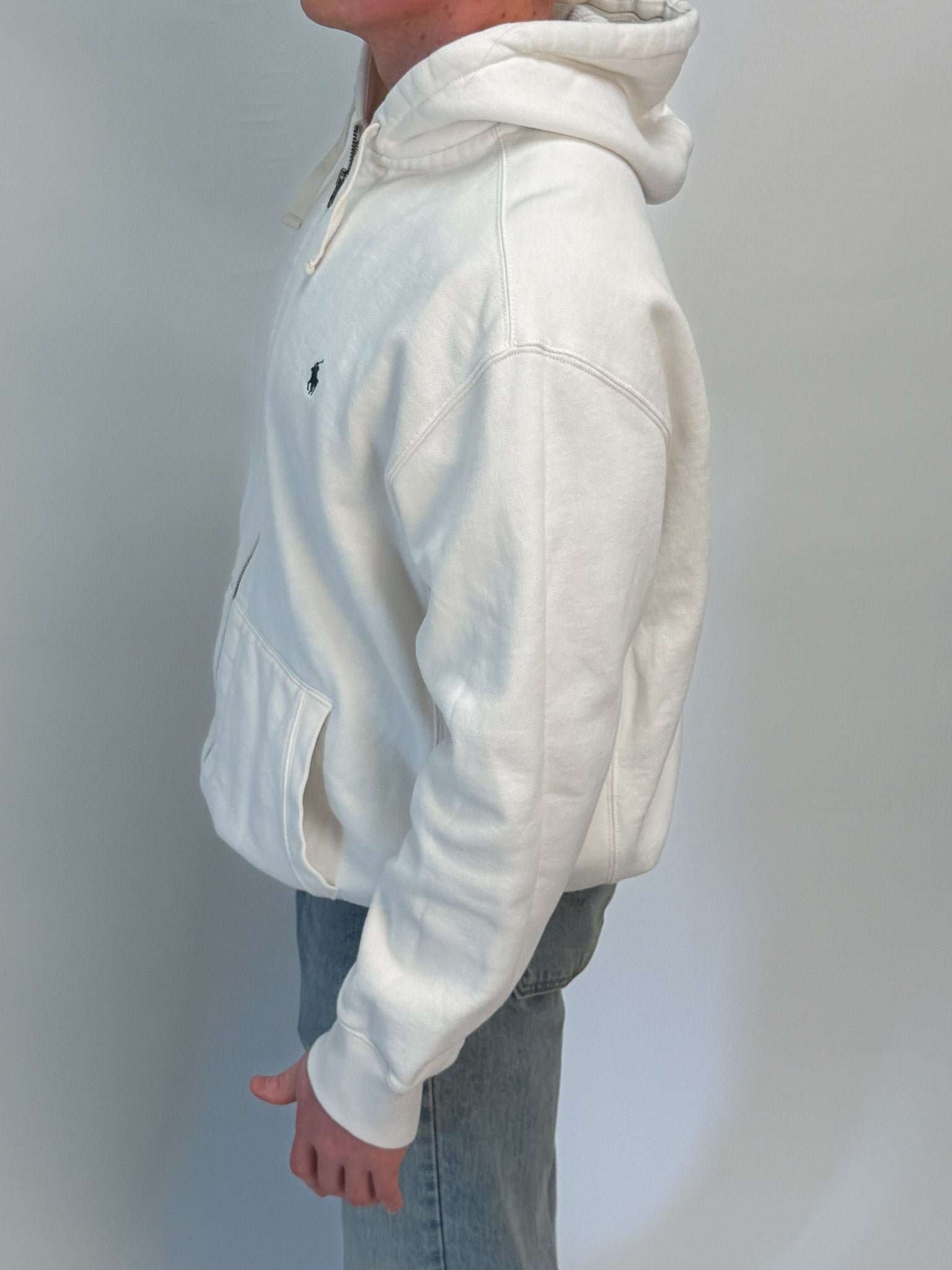 1A-139-CH White Polo Zip Up Sweater