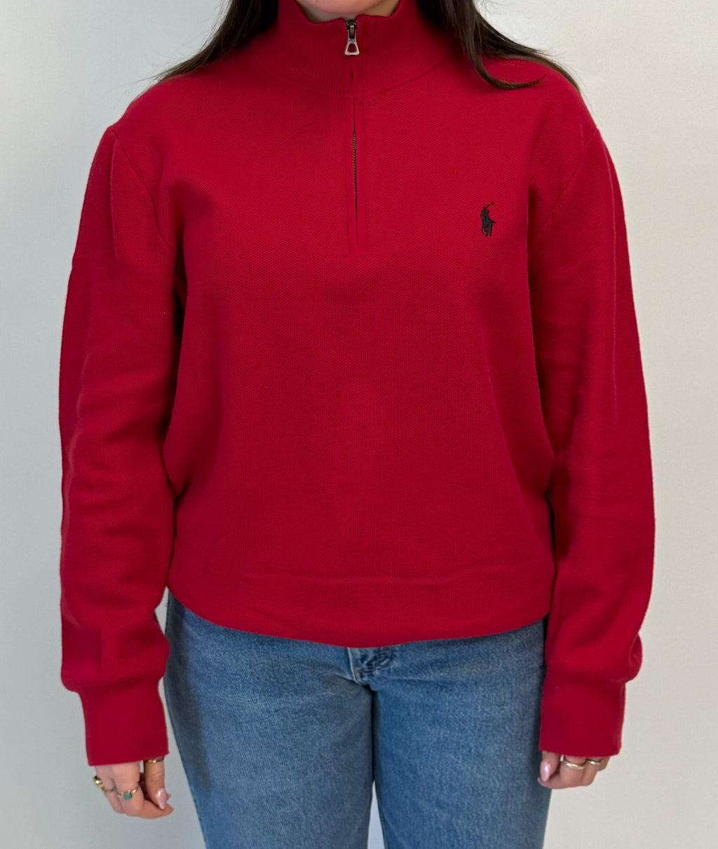 1A-68-CH Red Polo Quarter Zip