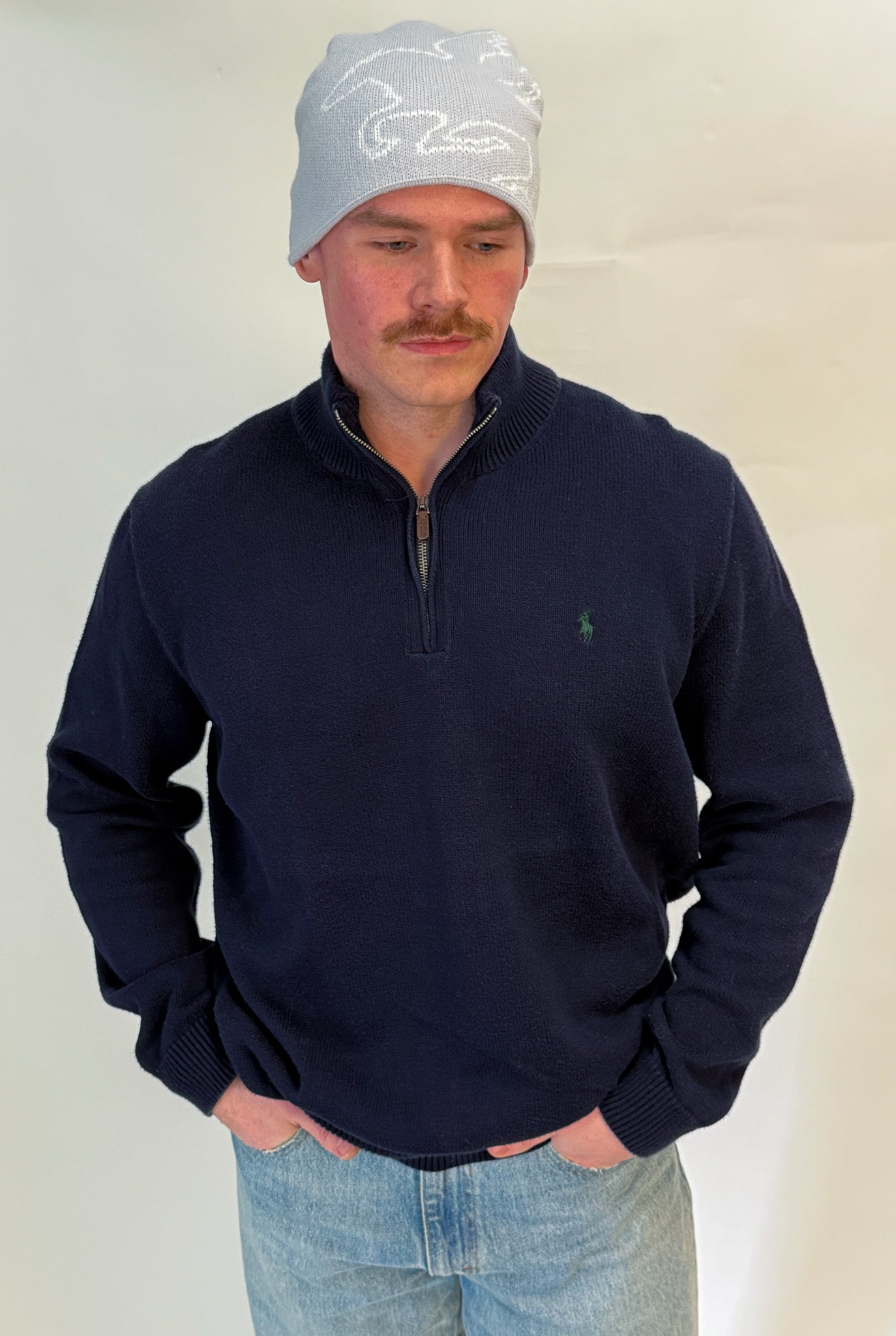 1A-107-CH Navy Polo Quarter Zip