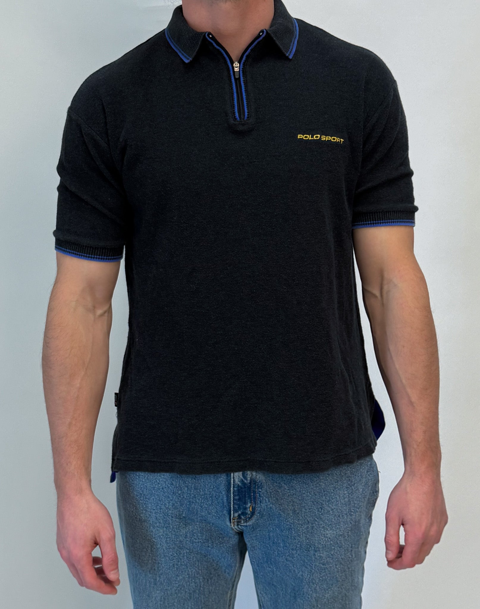 1A-133-CH Navy Quarter Zip Polo Sport T shirt