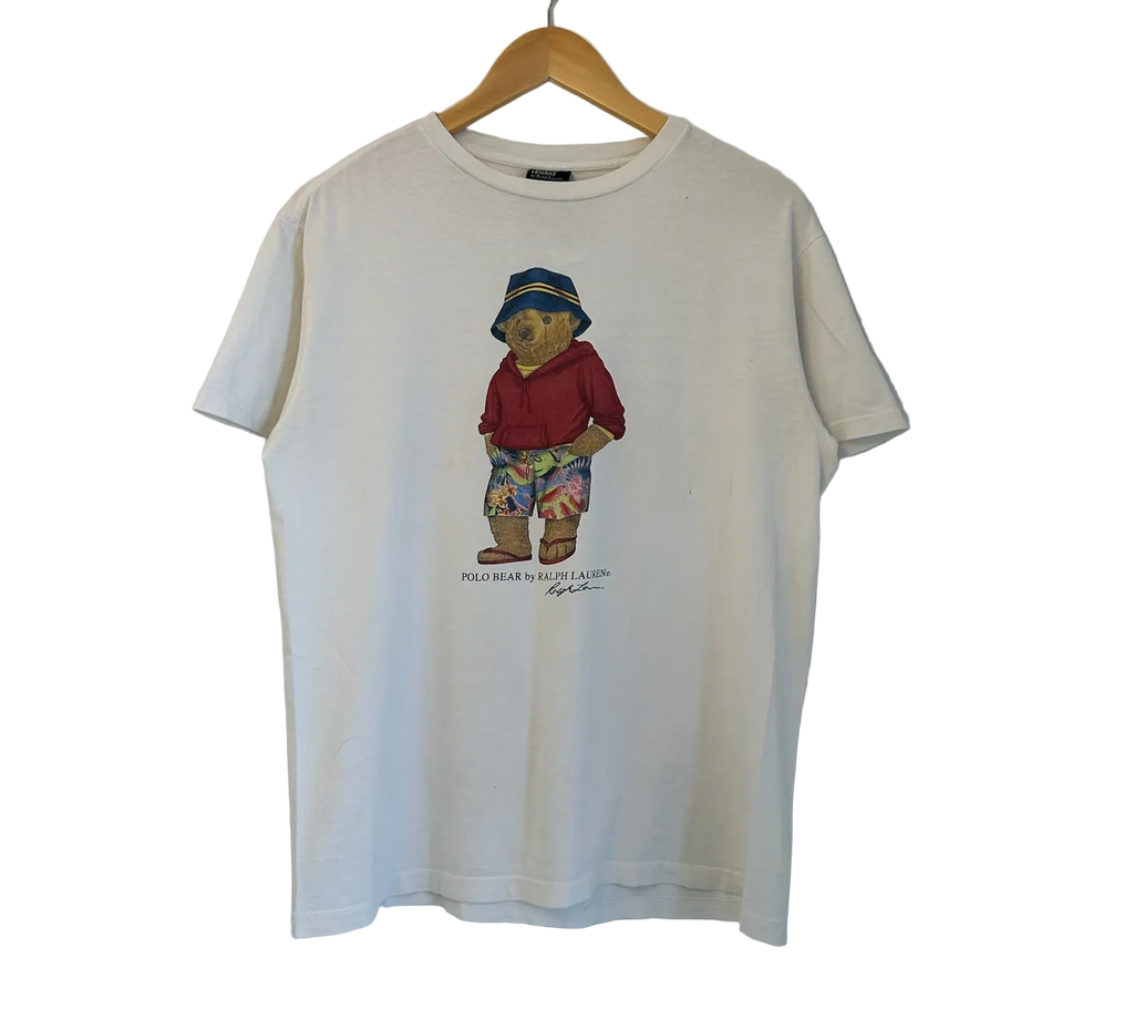 1A-191-CH Dad On Vacation RL Polo Bear White Tee