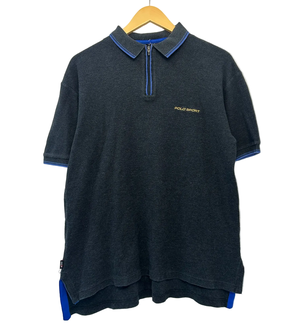 1A-133-CH Navy Quarter Zip Polo Sport T shirt