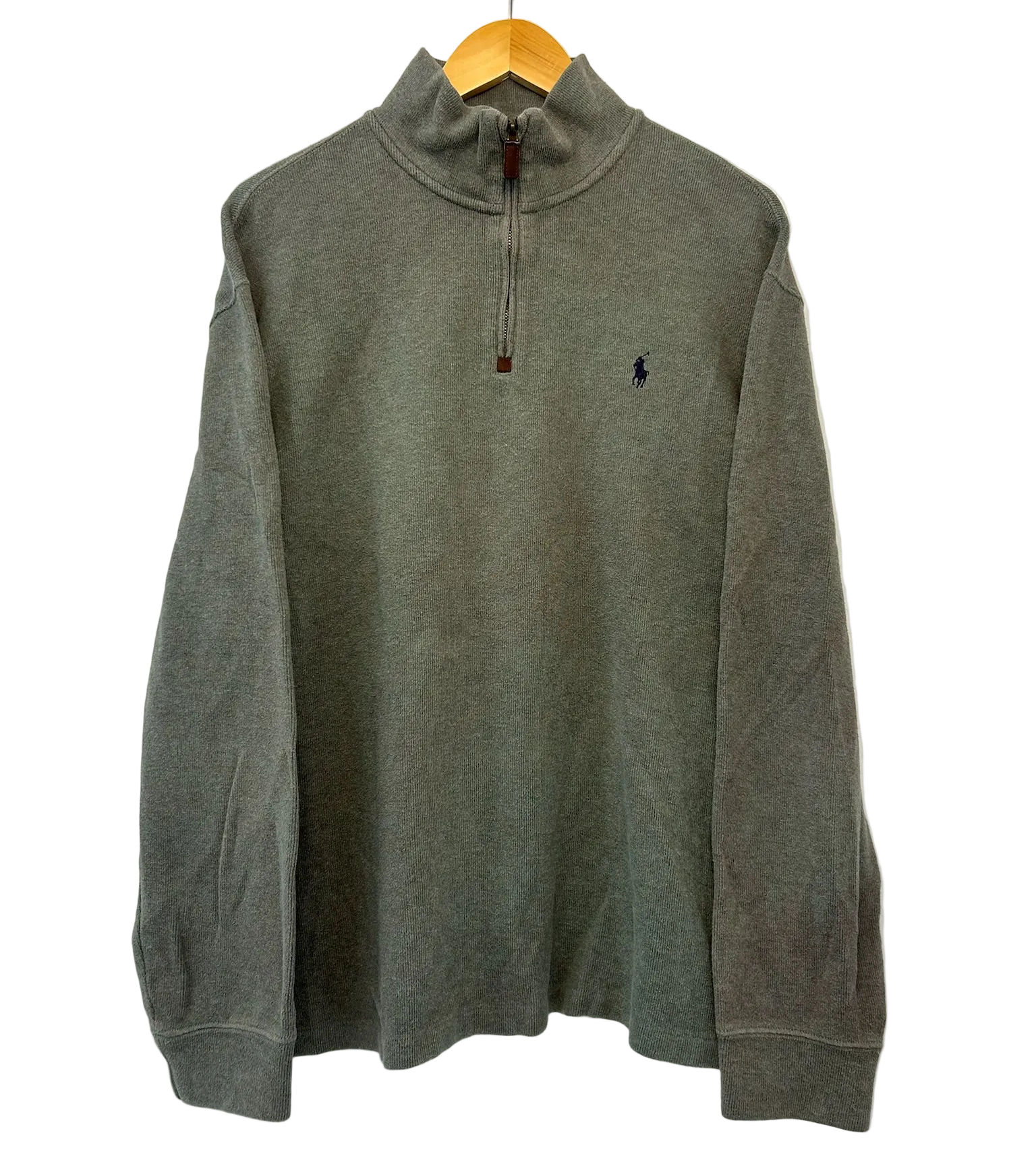1A-132-CH Green Quarter Zip Polo Sweater