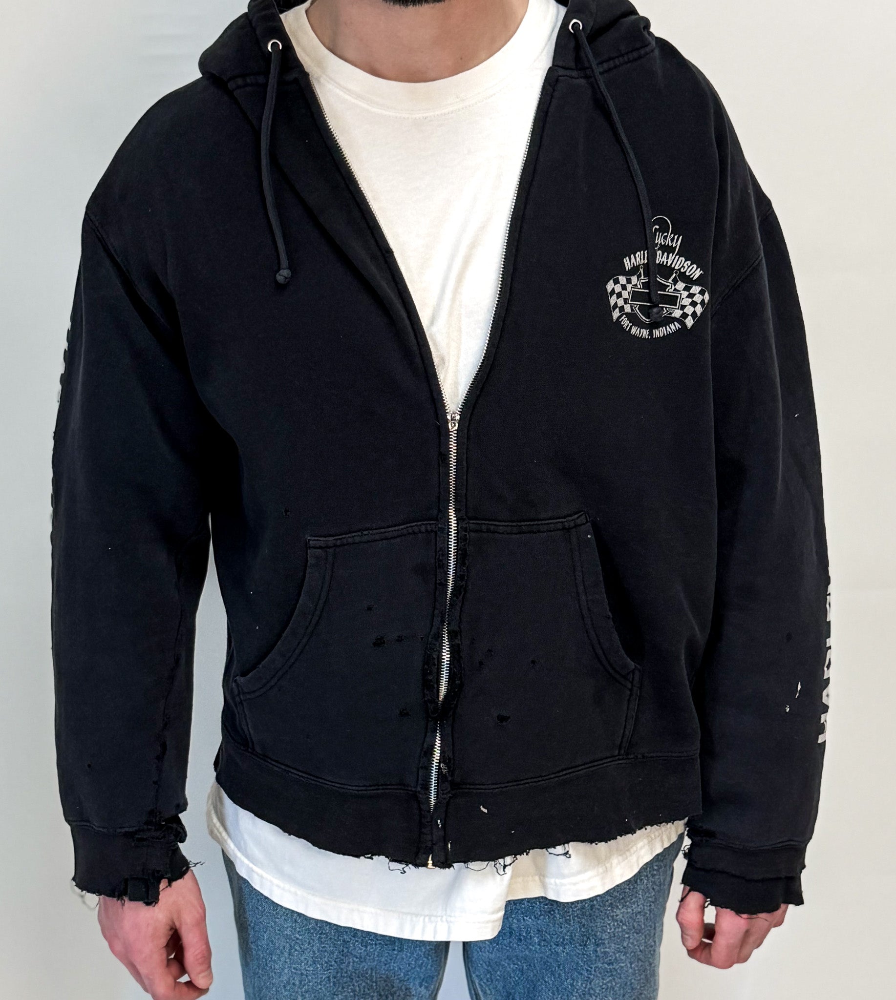 1A-102-CH Black Lucky Harley Hoodie