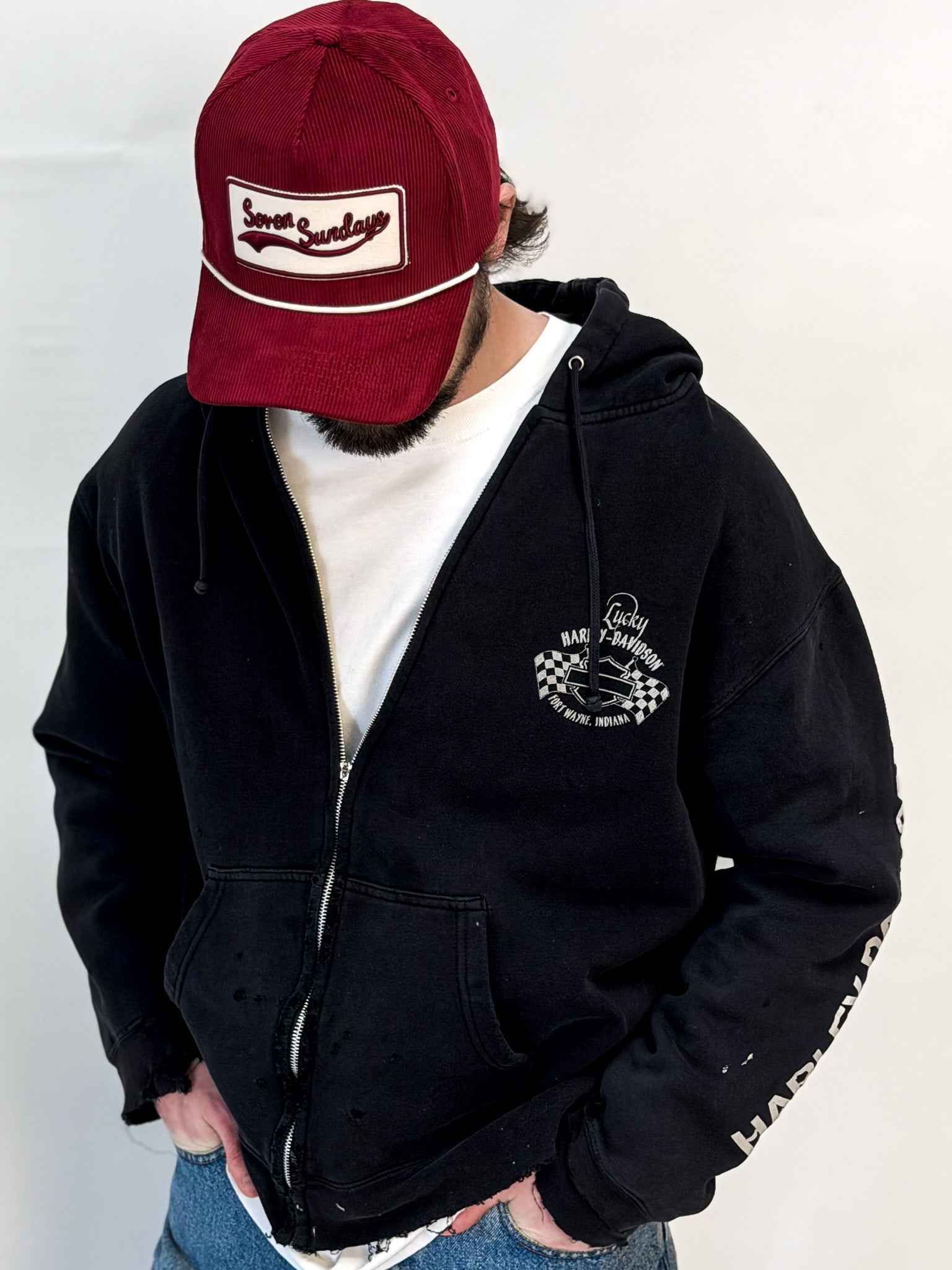 1A-102-CH Black Lucky Harley Hoodie