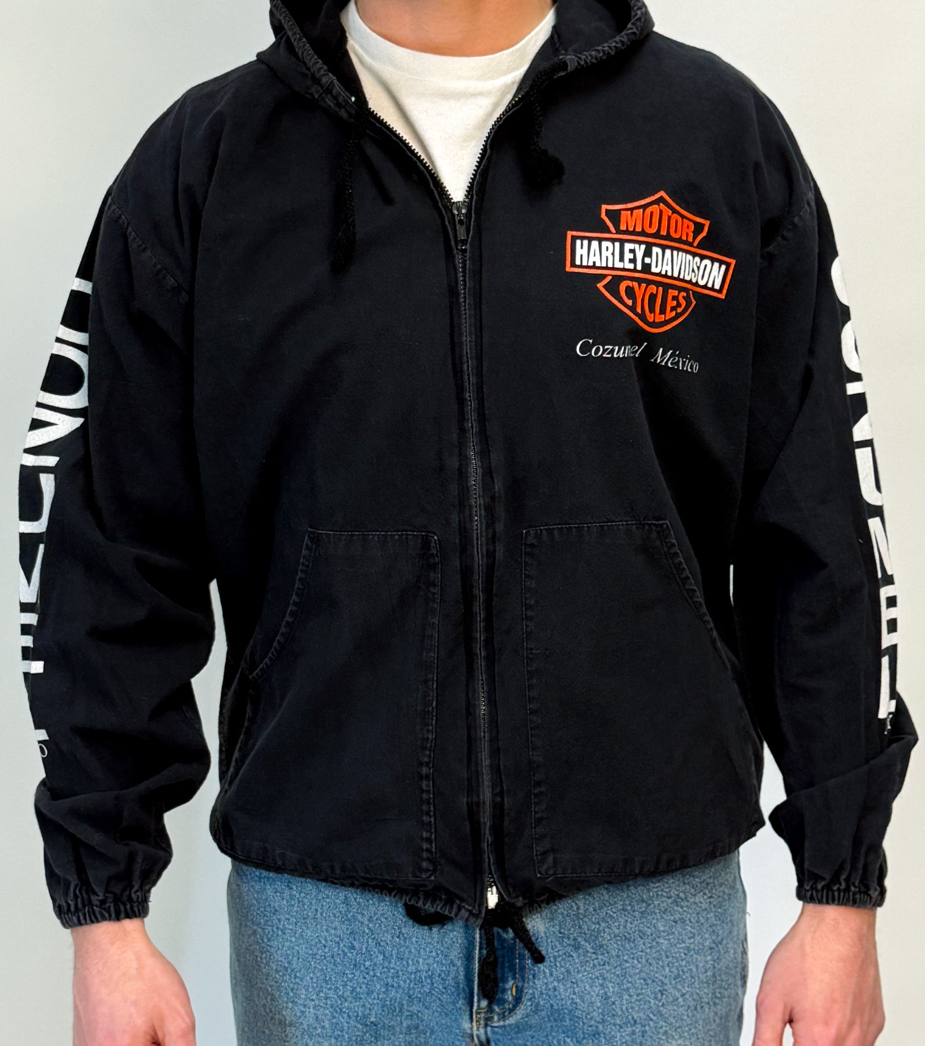 1A-104-CH Black Harley Hooded Jacket