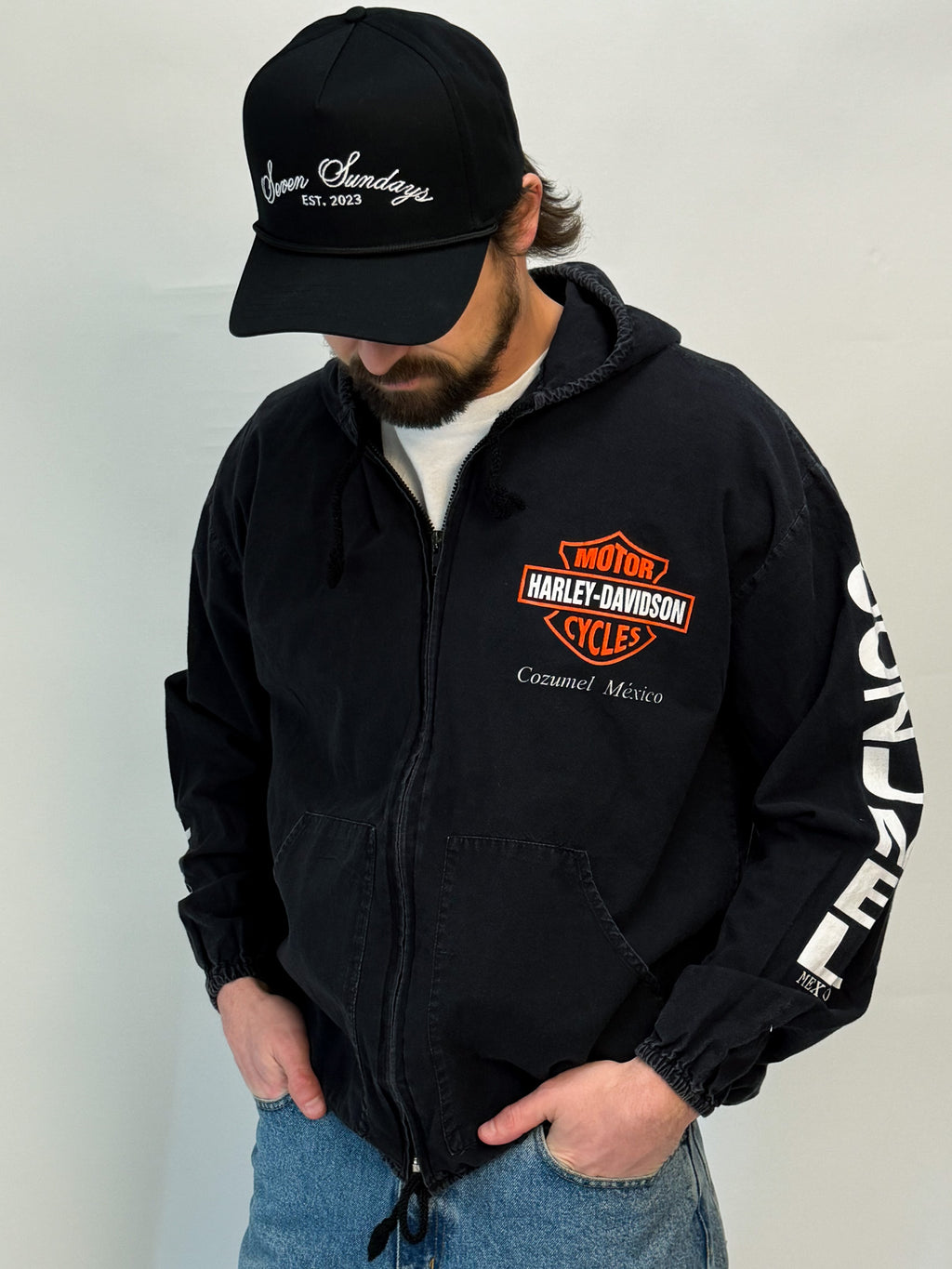 1A-104-CH Black Harley Hooded Jacket