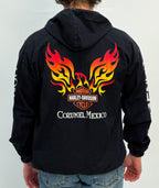 1A-104-CH Black Harley Hooded Jacket