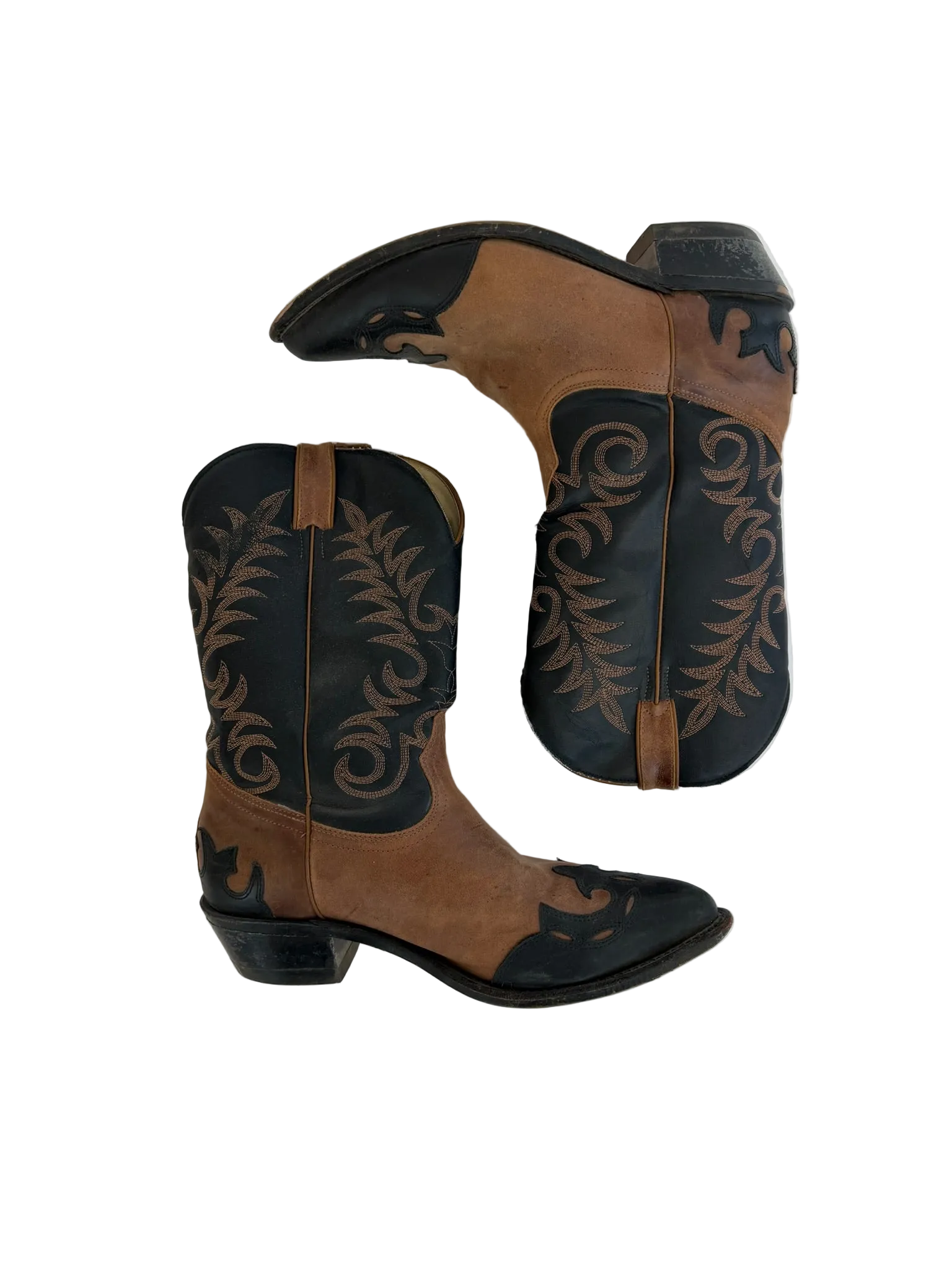 1A-199-CH Black & Tan Cowboy Boots