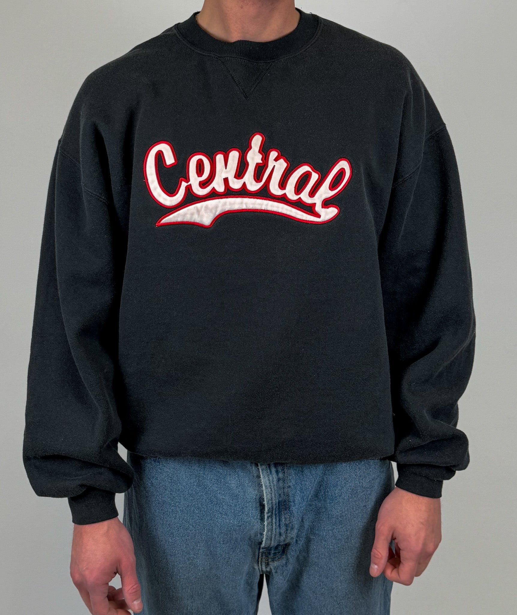 1A-97-CH Washed Black Central Crewneck