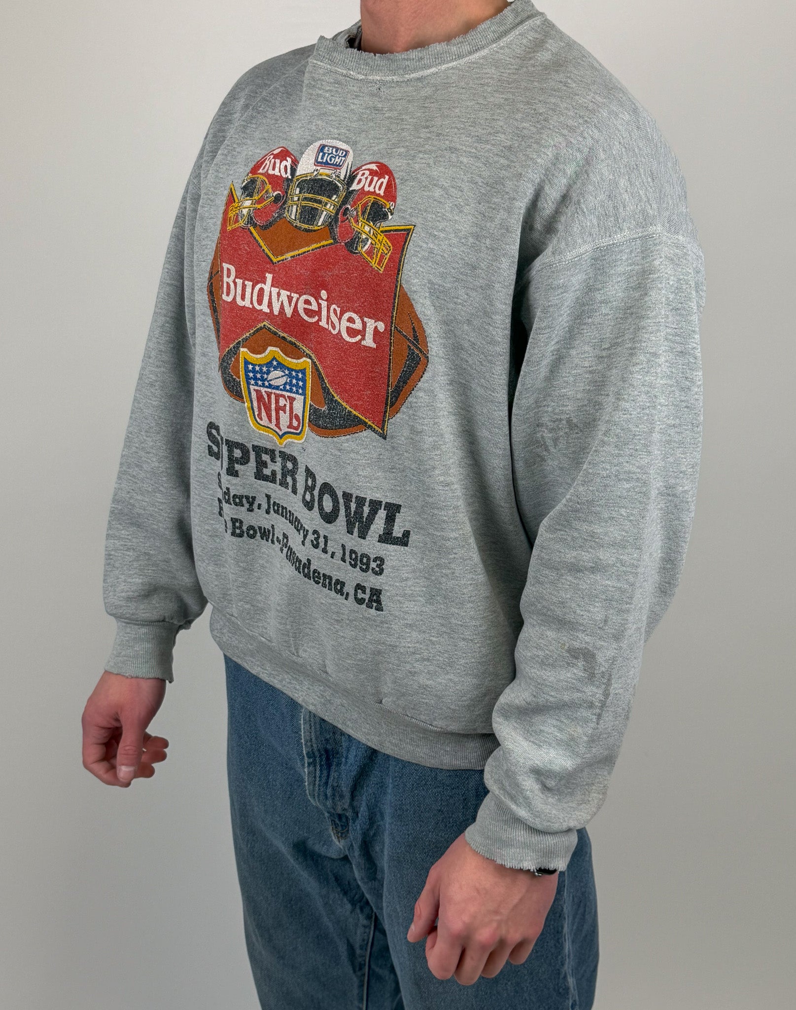 1A-88-CH Grey Budweiser NFL Crewneck