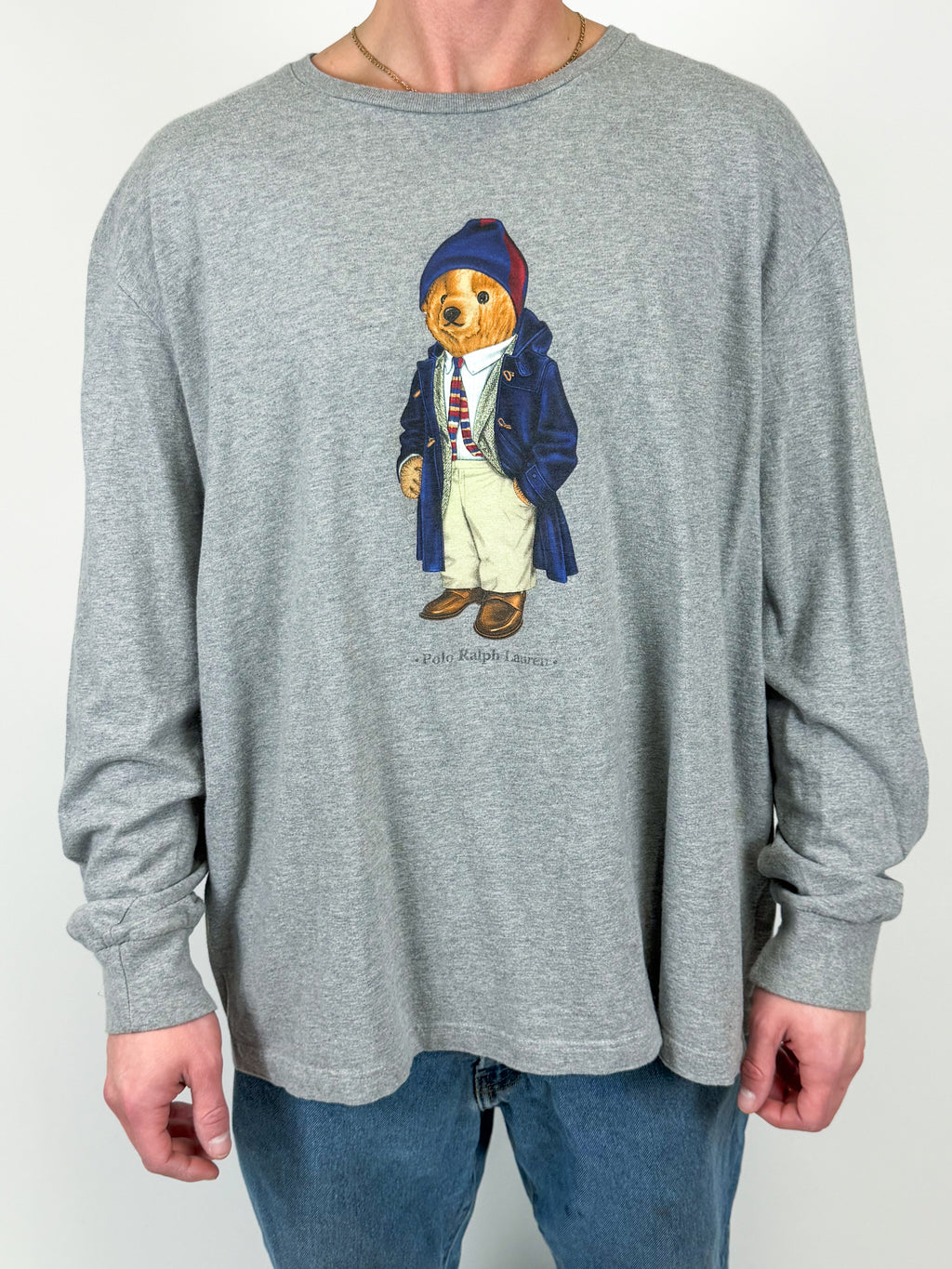 1A-196-CH Dapper RL Polo Bear Grey Tee