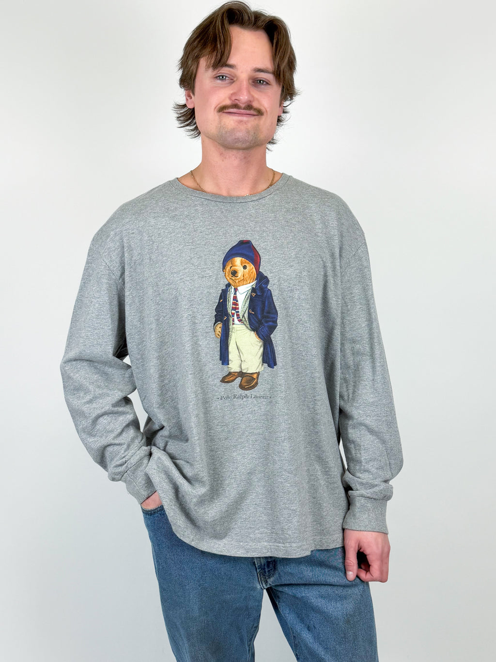 1A-196-CH Dapper RL Polo Bear Grey Tee
