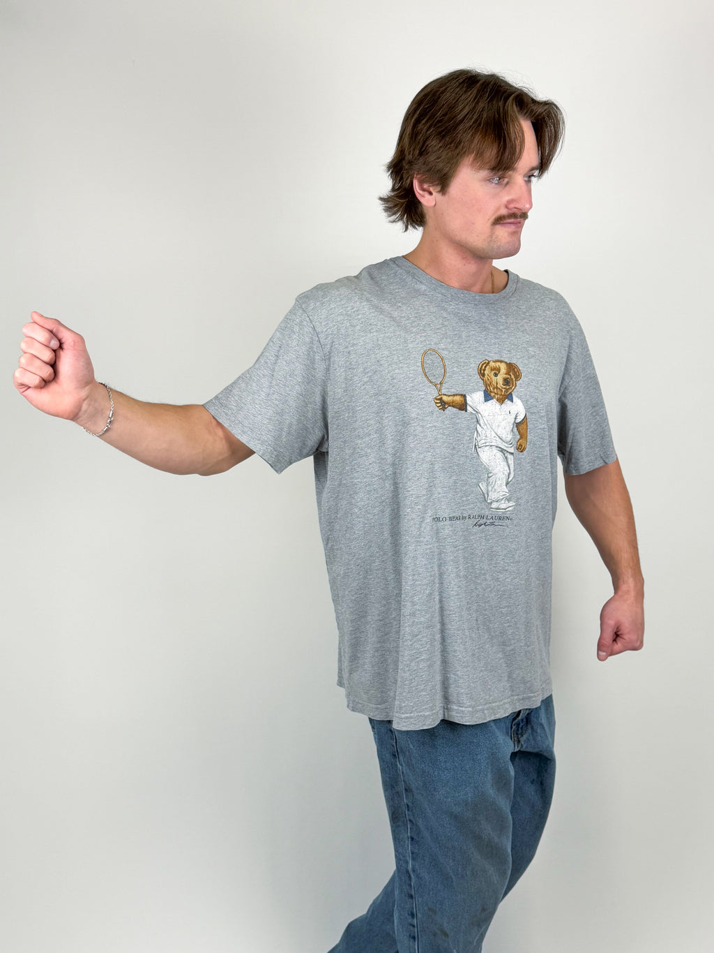 1A-195-CH Tennis RL Polo Bear Grey Tee