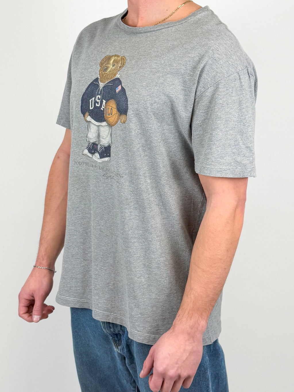 1A-193-CH USA Basketball RL Polo Bear Grey Tee